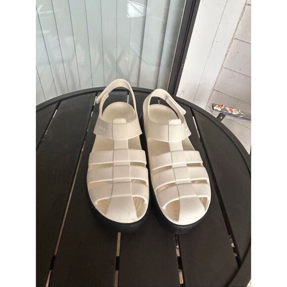 NWOB Croc Stomp Platform Fisherman Sandals Chalk White/Black Men8 Women 10 - Picture 13 of 16